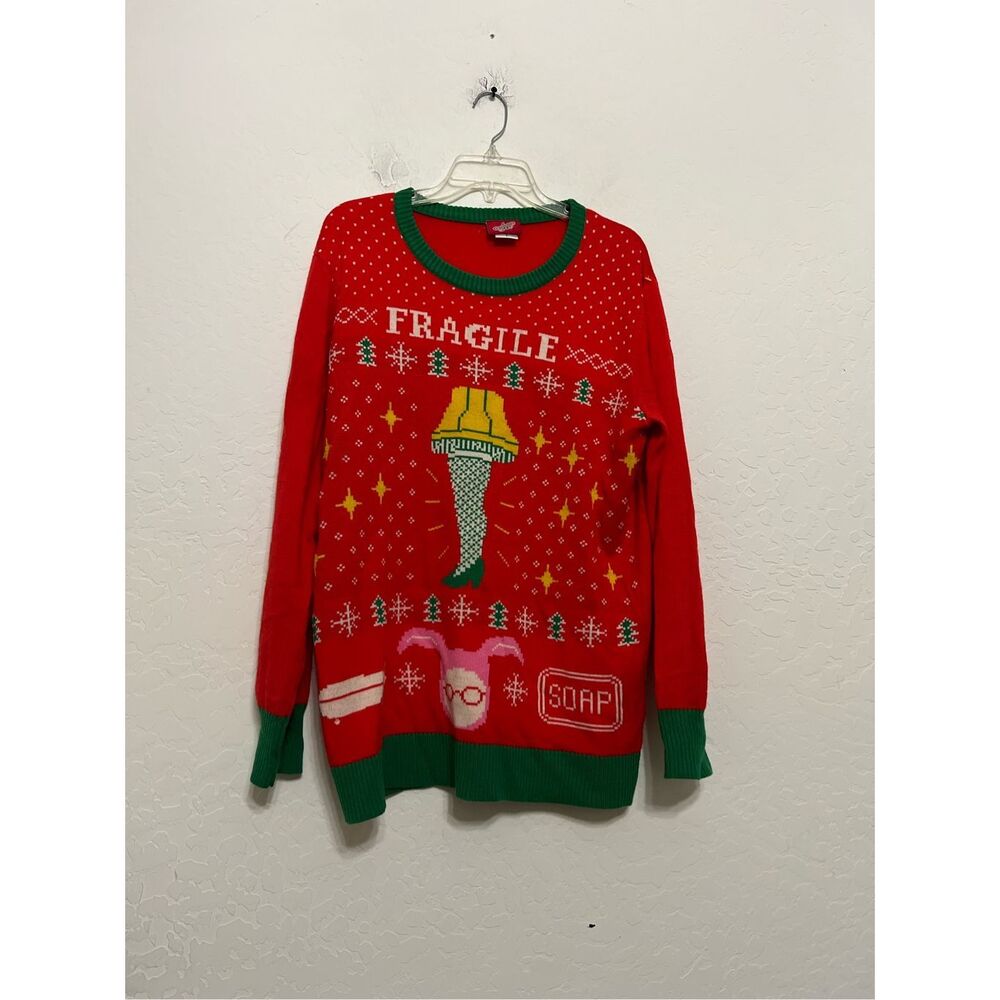 A Christmas story fragile lamp, Ralphie, bunny, sweater, size‎ large ￼